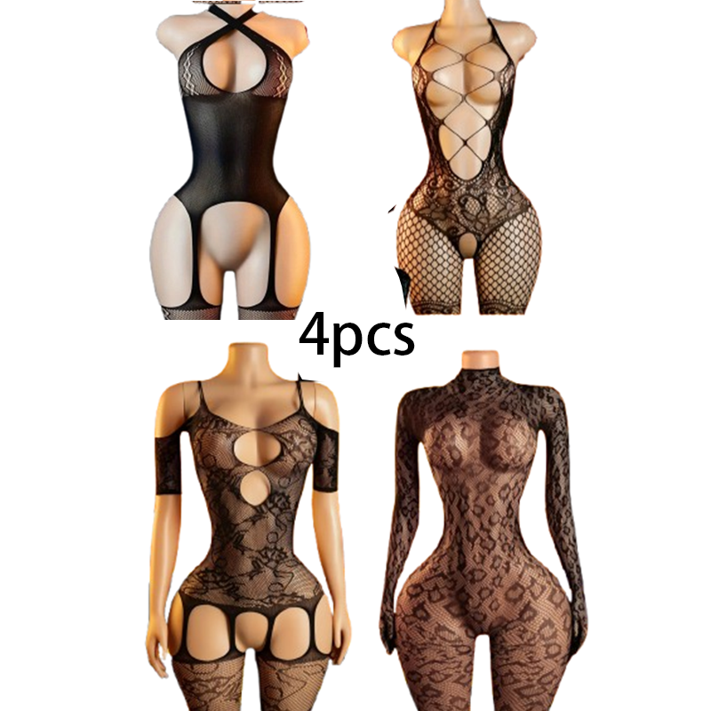 4-teiliges sexy Dessous-Set: D – Bodystocking Fishnet Bewertung und Preis